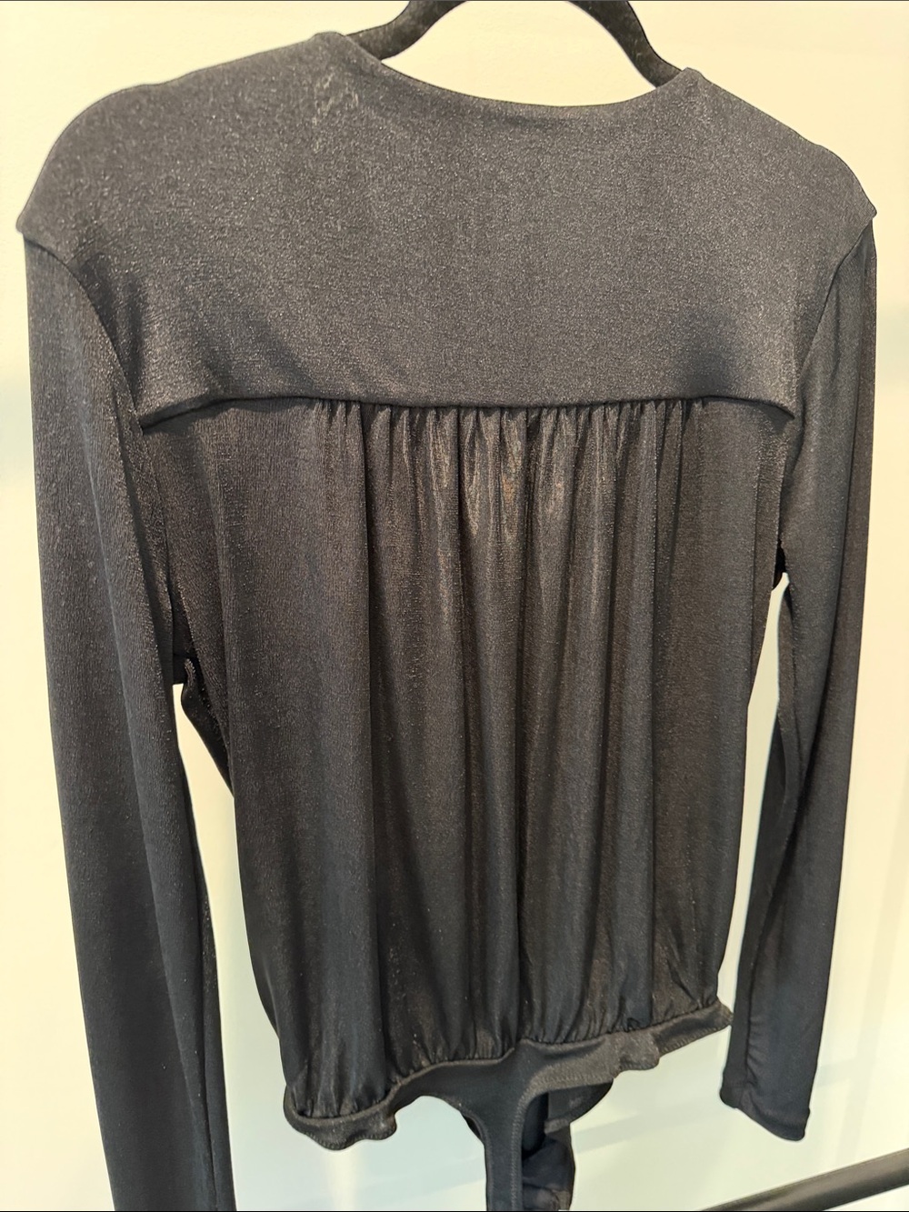 Free People Black Draped Long-Sleeve Bodysuit - Picture 5 of 10